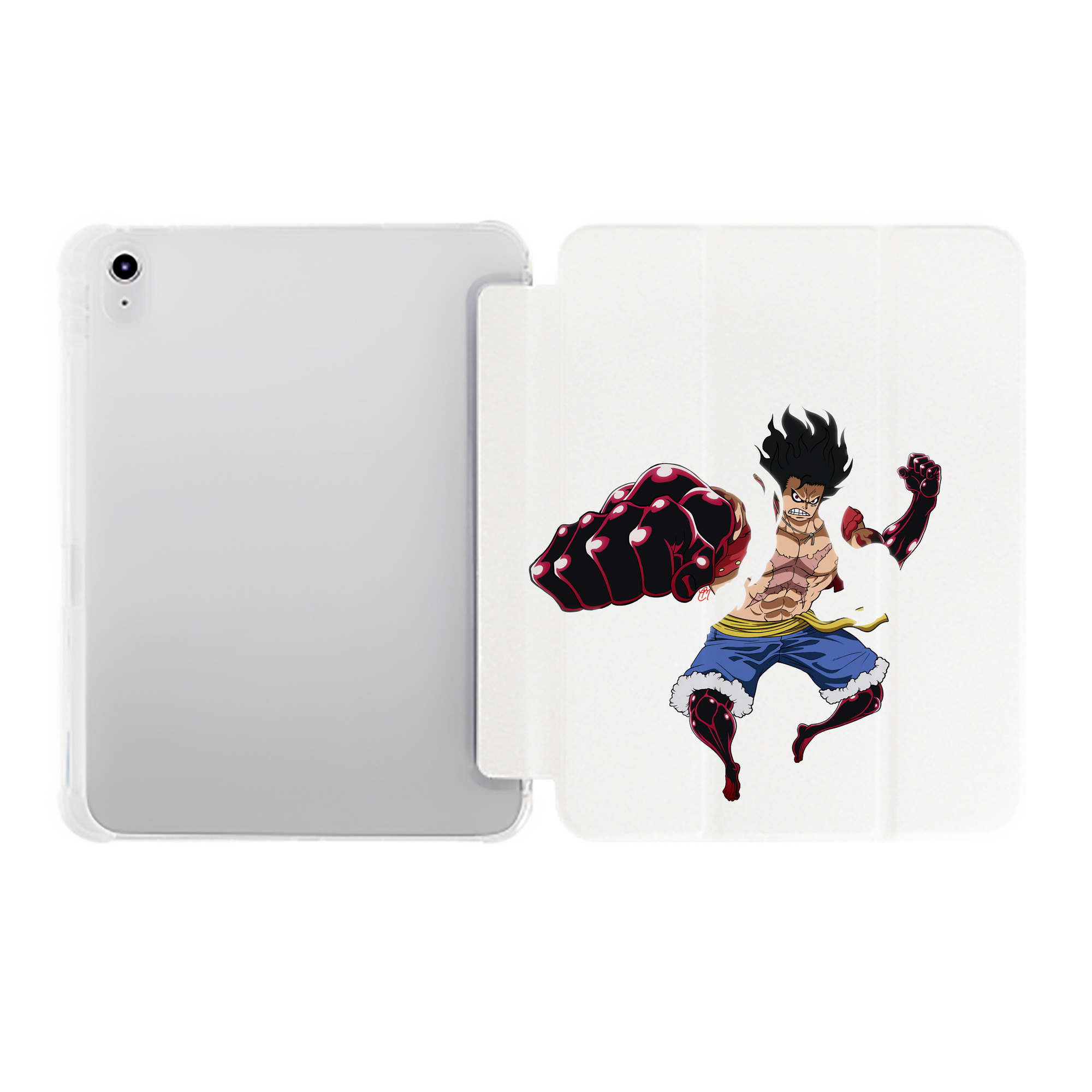 （画像用） ワンピース モンキー・D・ルフィ ONE PIECE Monkey D. Luffy IPad ケース ペン収納付き 三つ折りスタンド PUレザー×シリコン 対応機種9.5/10.5/10.9インチ